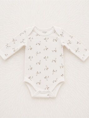FIONI Clothing Cream Baby One-Piece with Goose Print